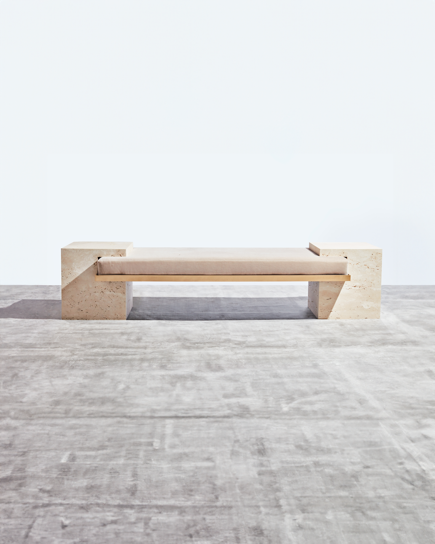 Coexist Bench by Slash Objects - Travertine and Wood | Monde Singulier