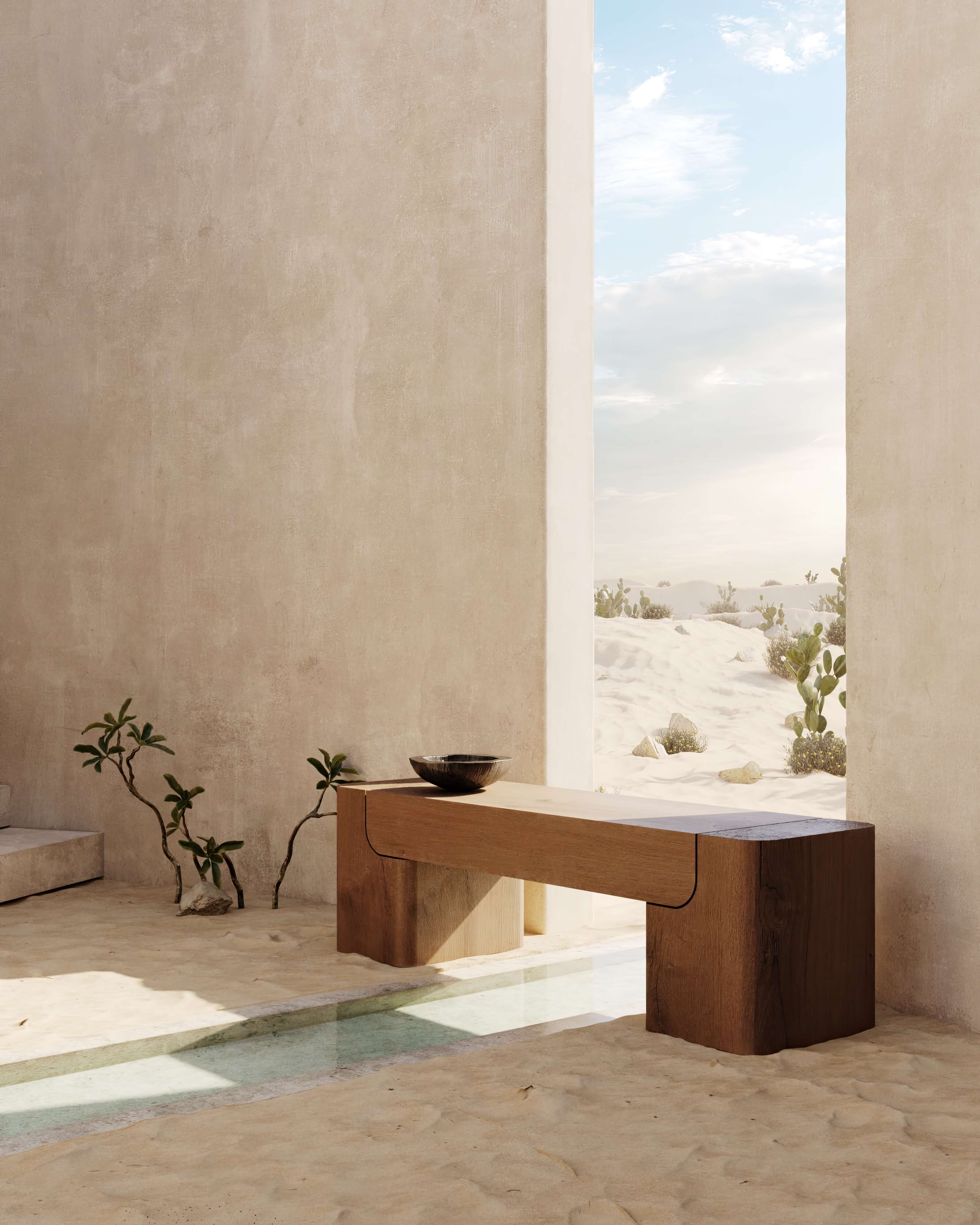M_005 Wood Bench by Monolith - White Oak | Monde Singulier