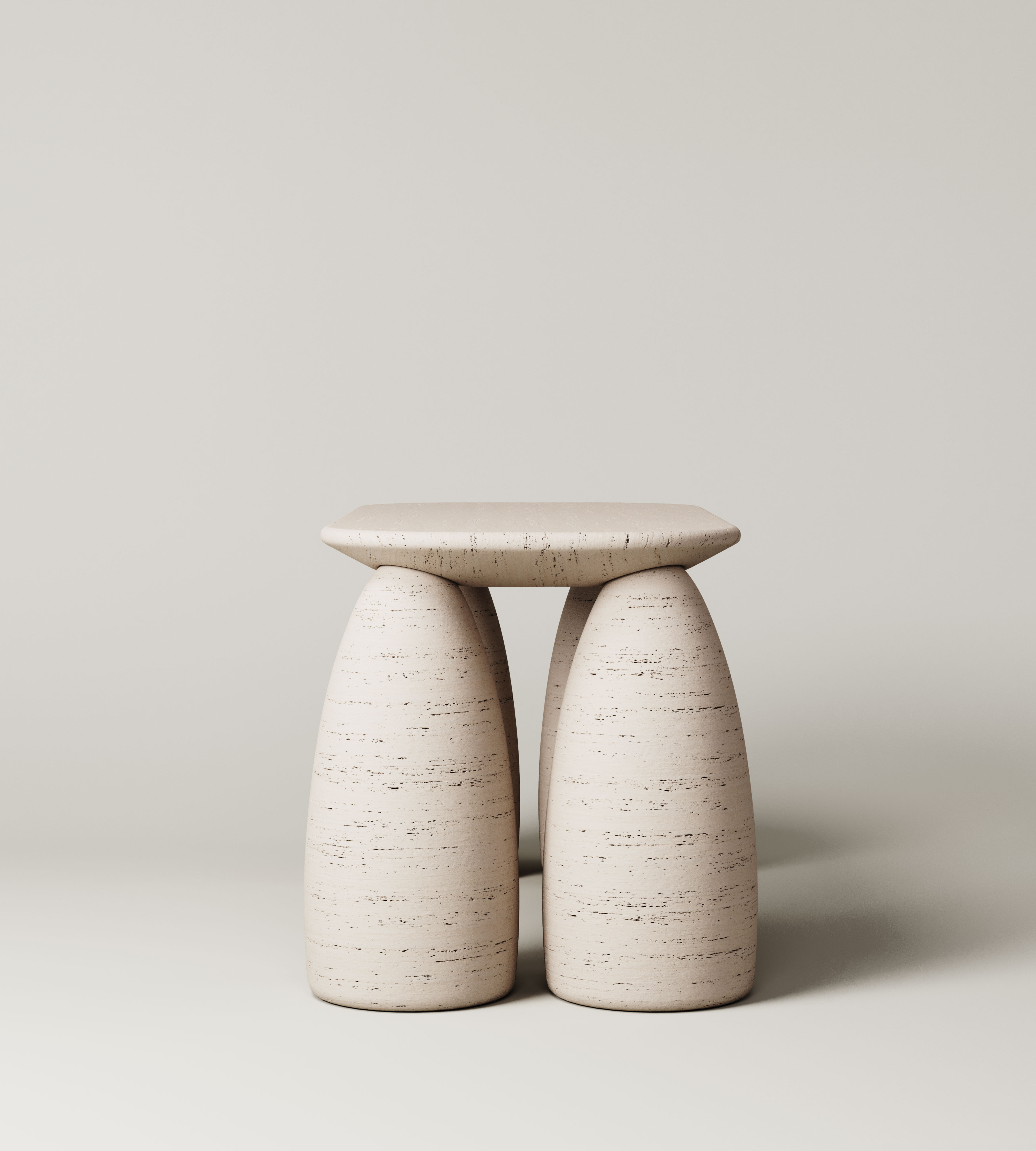 M_19 Desk by Monolith - Travertine, Conical Legs | Monde Singulier