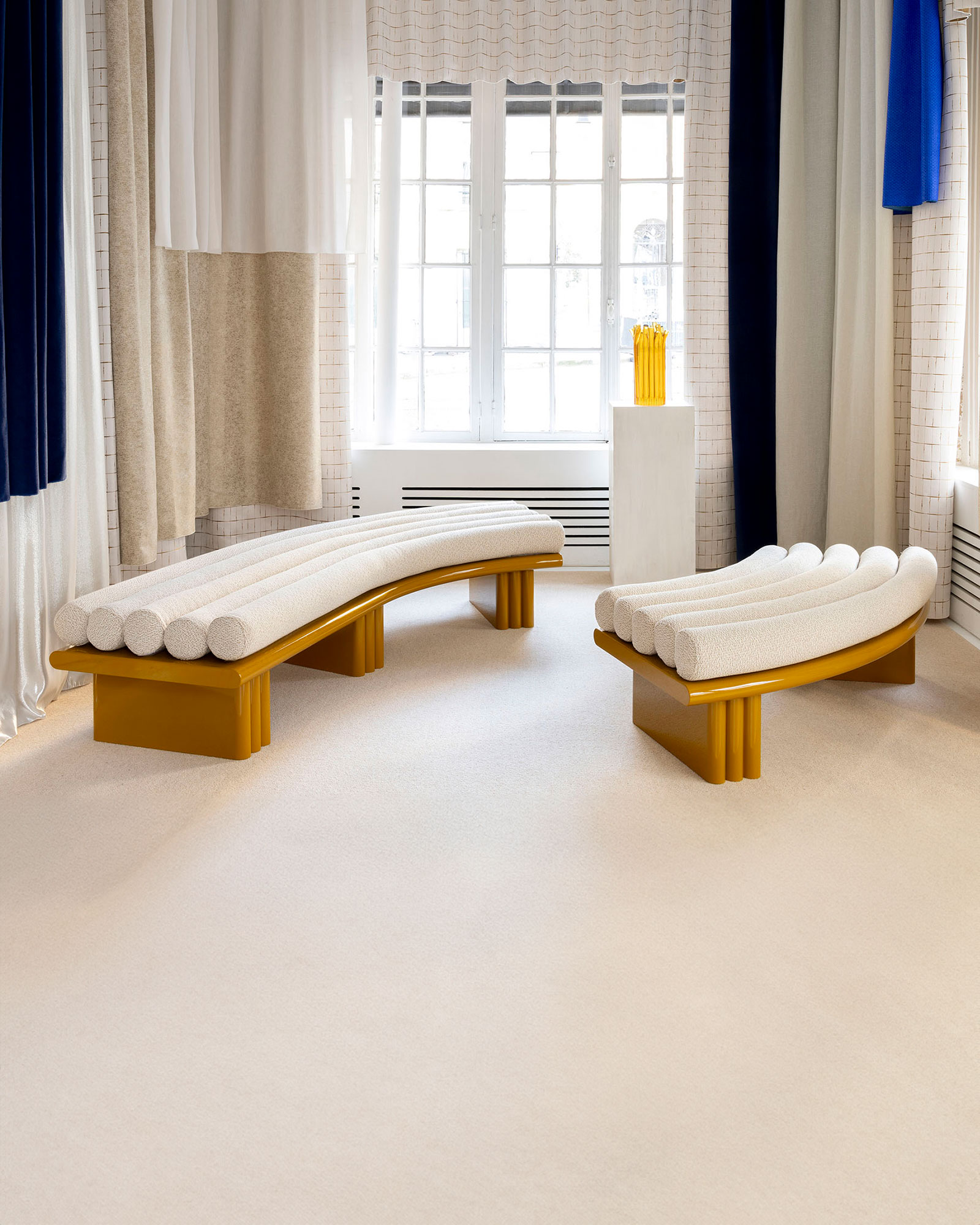 Virage Bench by Sabourin Costes - Upholstered Curved | Monde Singulier