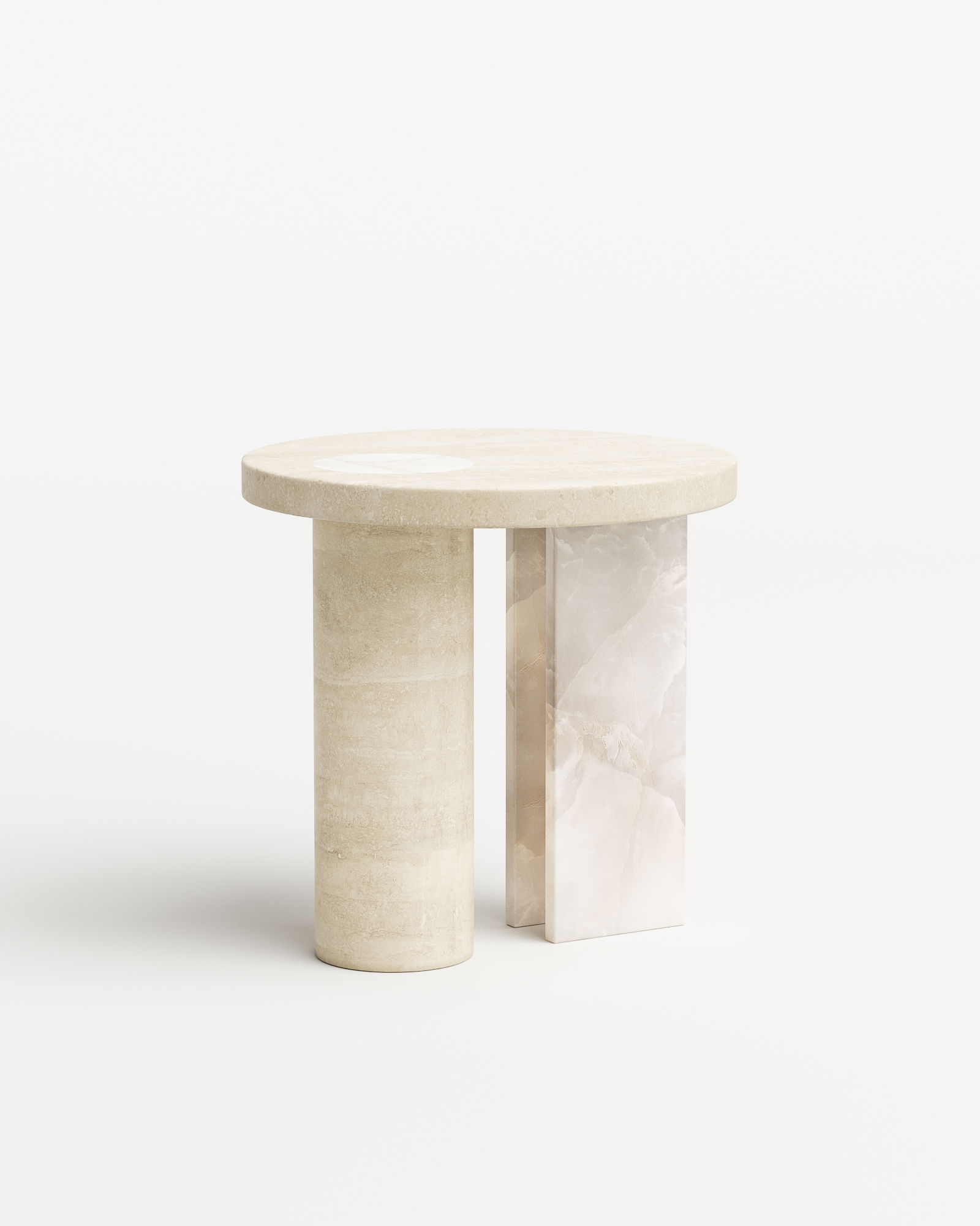 Salvante S1 Side Table by Piotr Dabrowa - Travertine | Monde Singulier