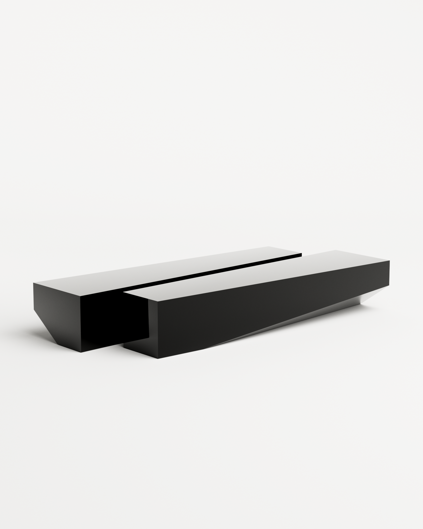 Bevel Bench by HADGE - Glossy Black Steel, Beveled | Monde Singulier